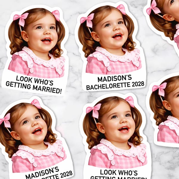 Personalized Face Confetti Stickers Straws: Bridal Shower Decorations, Bachelorette Party Favors, Look Who's Getting Married