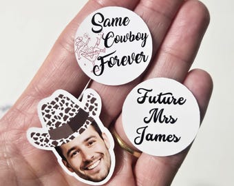 Personalized Groom Face Cowboy Hat Confetti, Same Cowboy Forever Bachelorette Party Decorations