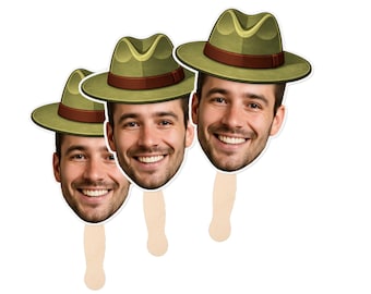Custom Groom Face Fans – Camp Bachelorette Party Decor, Last Trail Before the Veil Party Favors