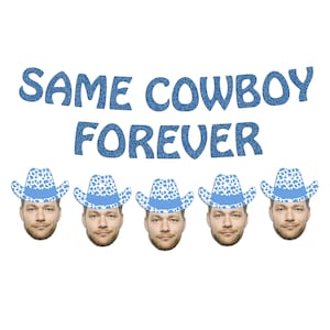 Coastal Cowgirl Bachelorette Party Banner: Same Cowboy Forever, Groom Face Option