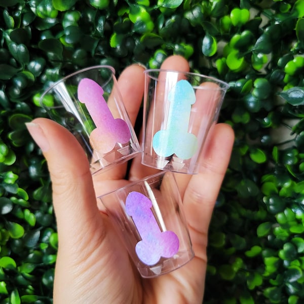 Tie Dye Bachelorette Penis Shot Glasses, Plastic Party Favors