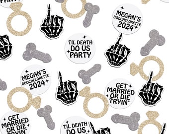 Halloween Bachelorette Confetti: Skeleton, Rings, Til Death Do Us Party Theme