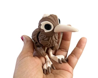 Articulated 3D multicolored Kiwi bird for decoration, made of PLA plastic Figurine Colorful