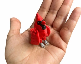 Mini figurines d'oiseaux cardinaux imprimées en 3D, idéales pour la décoration, fabriquées en plastique PLA