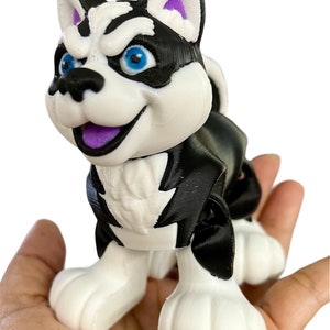 Articulated Husky Dog  multicolored 3D printed in PLA filament
