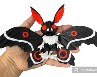 Articulated  multicolored 3D cryptids Mothman, Wendigo, nightcrawler Grim Reaper printed in PLA filament