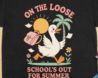 Dziecięca koszulka Silly Goose Summer Vacation z grafiką retro kaczki