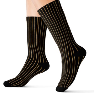Black & Gold Striped Dress Socks: Men&#39;s Novelty Socks