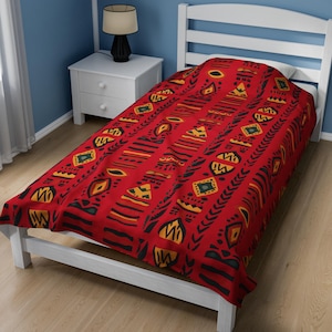 African Print Throw Blanket: Bohemian Home Decor, Plush Polyester