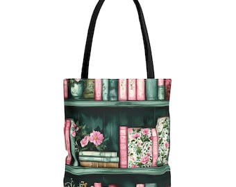 Bolso de mano con forma de estantería, bolso de lona de estilo literario Dark Academia para amantes de los libros.