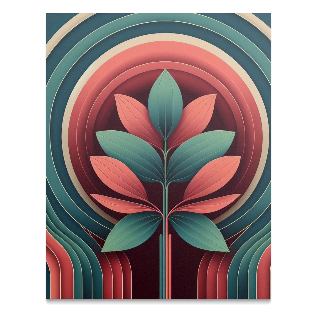 Mid Century Modern Botanical Art Print, Abstract Plant Poster - Etsy