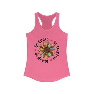 Sunflower Tank Top, Women&#39;s Summer Clothes, Leopard Print Sunflower Shirt, Motivational Tank, Be Fearless,  Be Strong Tank