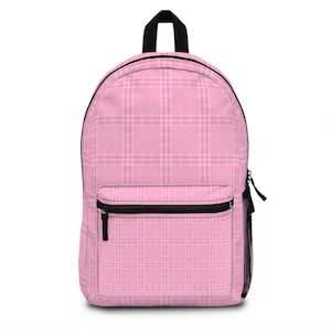 Pink Plaid Backpack, Cute School Bag, Trendy Backpacks, Stylish Pink Backpack, Checkered Backpack, Preppy Backpack, Girl Backpack