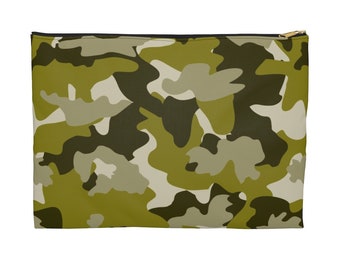 Green Camo Pencil Case- Cute Pencil Bag- Toiletry Bag Travel Essentials- Zipper Pouch-, Habensen Gallery