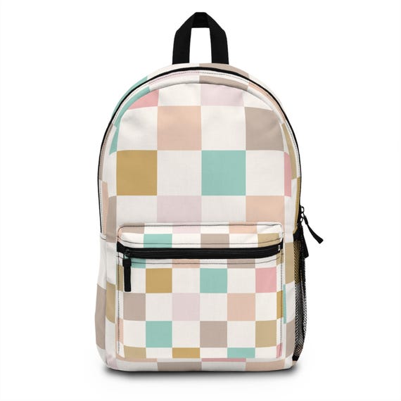 Pastel Checkerboard Backpack Trendy Checkered School Bag, Cute Laptop  Backpack in Soft Pastel Colors, Fashionable Durable Backpack