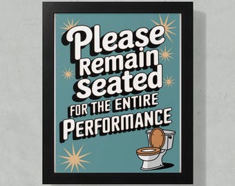 Pósteres divertidos para el baño, láminas artísticas para el inodoro, decoración de pared para el baño, letrero para baño con asientos, arte enmarcado original, humor retro para el baño