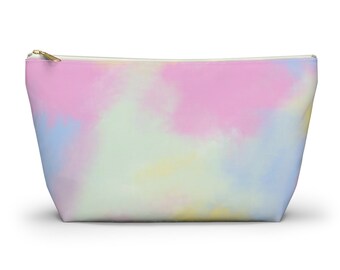 Tie Dye T-Bottom Makeup Bag - Cosmetic Zipper Bridesmaid Accessory - Cute Toiletry Pouch