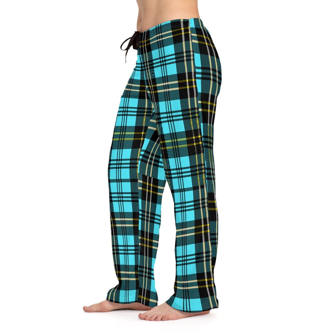 Blue Plaid Pajama Pants Unisex Cute Lounge Pants Custom Etsy