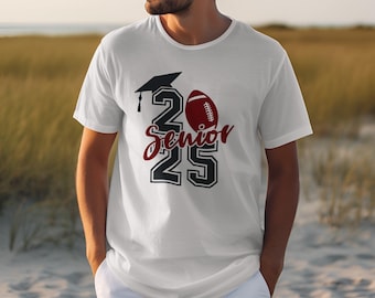 Camiseta de formatura de futebol americano para formandos de 2025, presente para formandos de futebol americano, presente para jogadores de futebol americano, turma de 2025, presente para formandos de 2025, presente para a noite de formatura