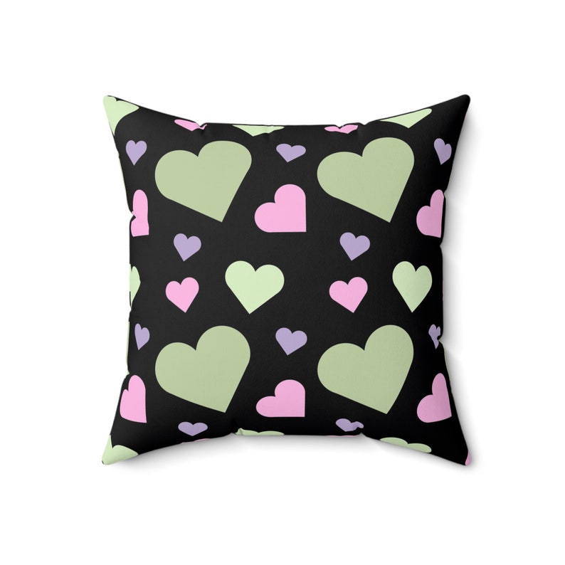 Pastel Goth Hearts Pillow and Pillow Cover, Cute Goth Valentine