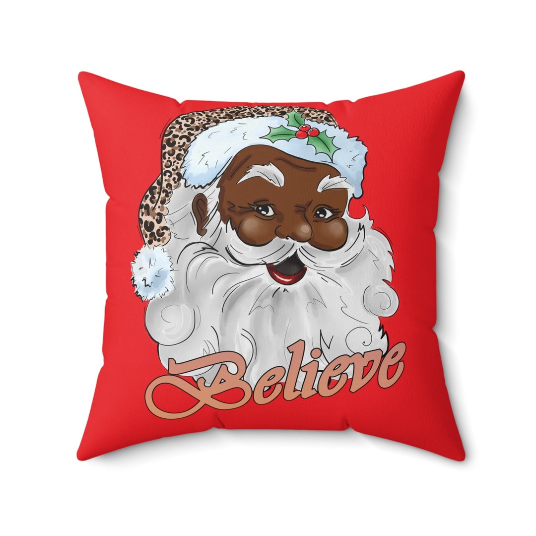 Black Santa Pillow Santa Throw Pillow Cover Cute African Etsy