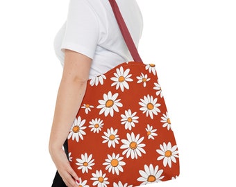 Boho Chic Daisy Print Tote Bag - Stylish Floral Carryall- Cute Tote Bag-Weekend Shoulder Bag, Habensen Gallery