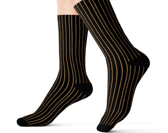 Black & Gold Striped Dress Socks: Men's Novelty Socks