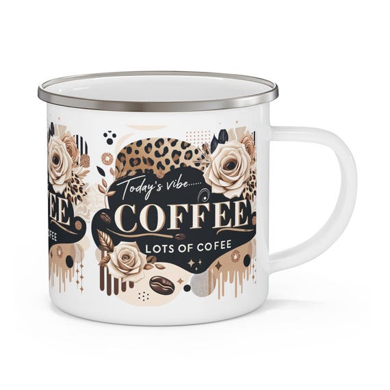 Today's Vibe Coffee Mug, Inspirational Coffee Lover Gift, Vintage Style Coffee Decor, Coffee Enthusiast Gift, Office Desk Mug, Enamel Mug