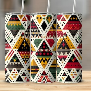 Juneteenth Tumbler, Geometric Tumbler, African Print Tumbler, Black History, African American Tumbler, Colorful Tumbler Gift
