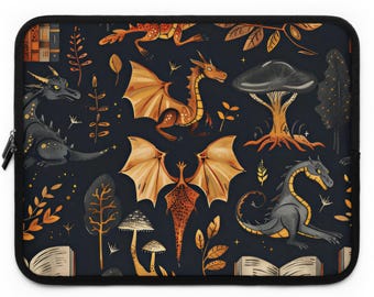 Laptopfodral för Dark Academia Dragon, tekniskt fodral för mystiska fantasyböcker