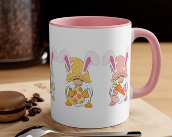 Easter Gnome Bunny Accent 11oz Coffee Mug- Cute Easter Gnome Cup- Easter Gift- Adorable Easter Gnome Coffee Mug - Spring Gift Idea, Habensen