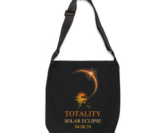 Solar Eclipse 2024 Tote Bag- Total Solar Eclipse Weekend Bag-Adjustable Tote Bag -Solar Eclipse Souvenir Gift