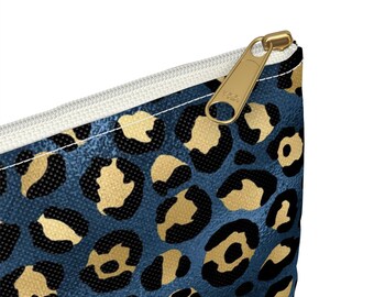 Blue Leopard Makeup Bag, Leopard Cosmetic Toiletry Bag for Women- Cosmetic  Bag for Purse- Habensen Gallery