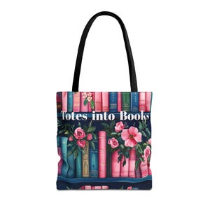 Book Lover Tote Bag: Floral Book Print, Durable Polyester