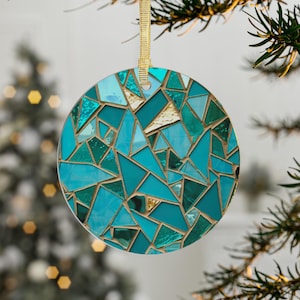 Türkis Mosaik Ornament: Acrylglas Weihnachtsschmuck