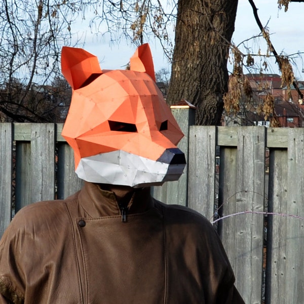 Máscara de zorro Papercraft DIY Animal impresionante máscara de fiesta de papel que te haces tú mismo Chacal perro Lobo Coyote artesanía de papel de Halloween Origami