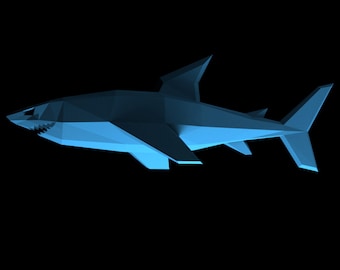 Shark Jaws Fish Trophy Papercraft Faux Taxidermy Printable PDF DIY Paper Model Great White Shark Week Sharknado Deep Blue Sharktopus