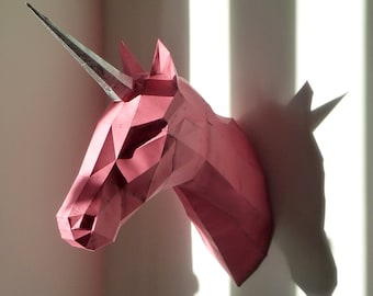 Faux Taxidermy Unicorn Head v2.0 Wallmount Papercraft , Printable PDF DIY Paper  Unicorn Head