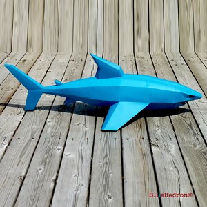 Shark Jaws Fish Trophy Papercraft Faux Taxidermy Printable PDF DIY Paper Model Great White Shark Week Sharknado Deep Blue Sharktopus image 4