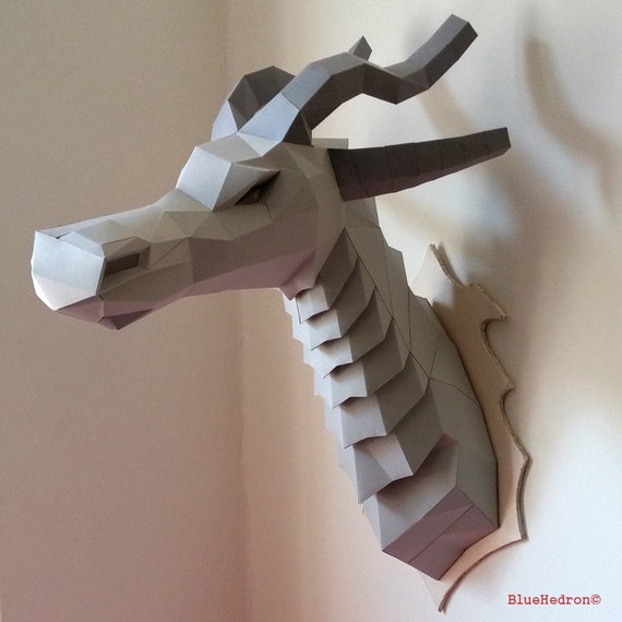 Dragon Head Low Poly Trophy Wall Mount Medieval Renaissance - Unicorn Head Wall Mount Diy Dragon Head Low Poly Trophy Wall Mount Medieval Renaissance - Unicorn Head Wall Mount Diy