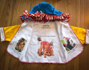 Little Girl's 12 mo. Hoodie  with Story inside, Size Medium, Children's gift, Birthday gifts, Shower gifts, Toys, Pajama, Play Clothes