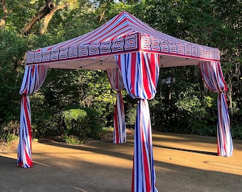 Custom Printed Red White and Blue 10x10 Outdoor Pop-Up Canopy – Vendor Booth, Festival Tent, Beach Canopy