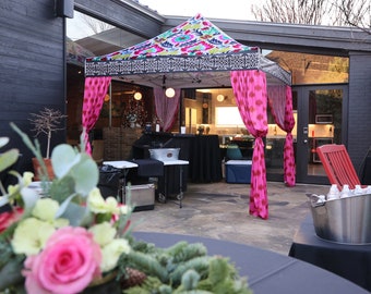 Bohemian Floral Canopy Tent – 10x10 Vendor Booth, Market Pavilion