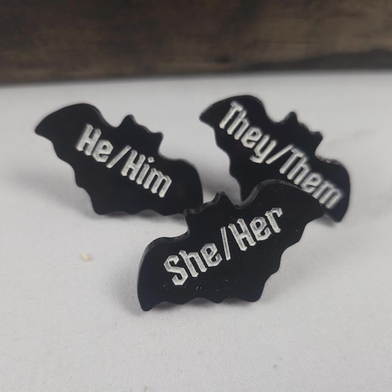 Bat Noun Pins | Bat Pronoun Pins | Spooky Pronoun Pins for The Halloween Lover