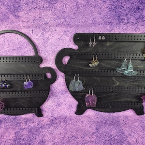 Wooden Cauldron Earring Storage Rack