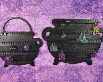 Wooden Cauldron Earring Storage Rack