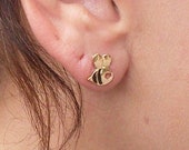 Honey Bee Stud Earrings, Gold Bumble Bee Earrings, Silver Bee Jewelry, Stud Earrings, Summer Jewelry, Earrings, Birthday