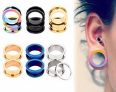1 Pair ( 2pcs ) Men 39 s Or Woman 39 s Double Flared Stainless Steel Screw Tunnel Piercing Earrings for Men Woman Teens Gothic Rock Male Unisex