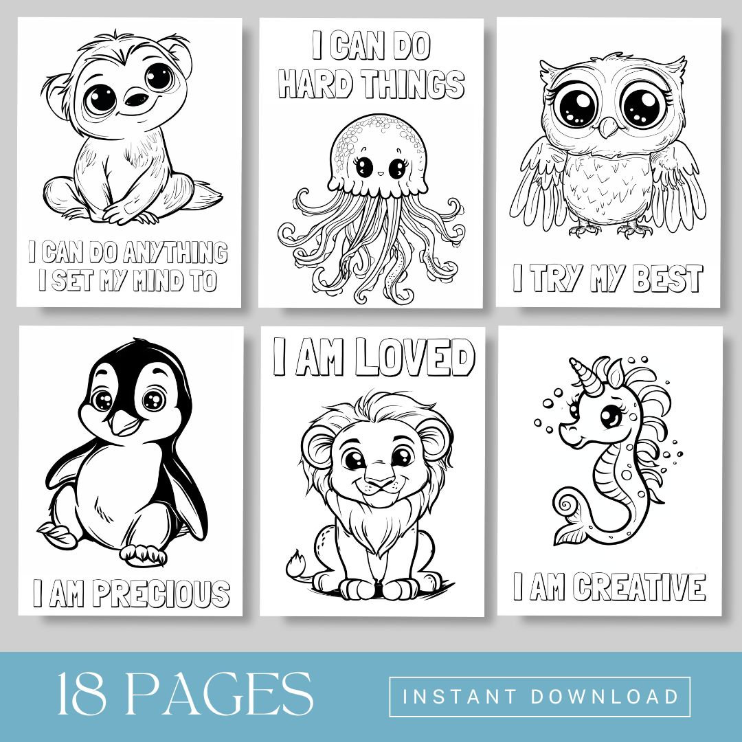 18 Printable Coloring Pages for Toddlers & Kids - Positive Affirmations ...