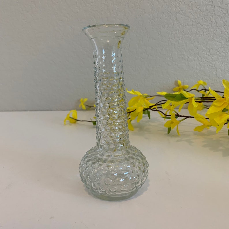 Pair of clear glass hobnail bud vases 2 vintage hobnail Etsy